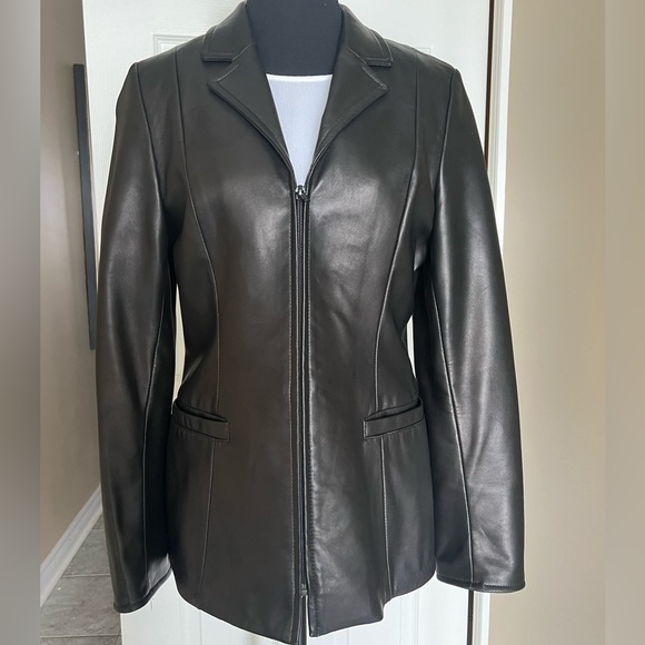 DANIER Black Leather Blazer Size S - Picture 2 of 9